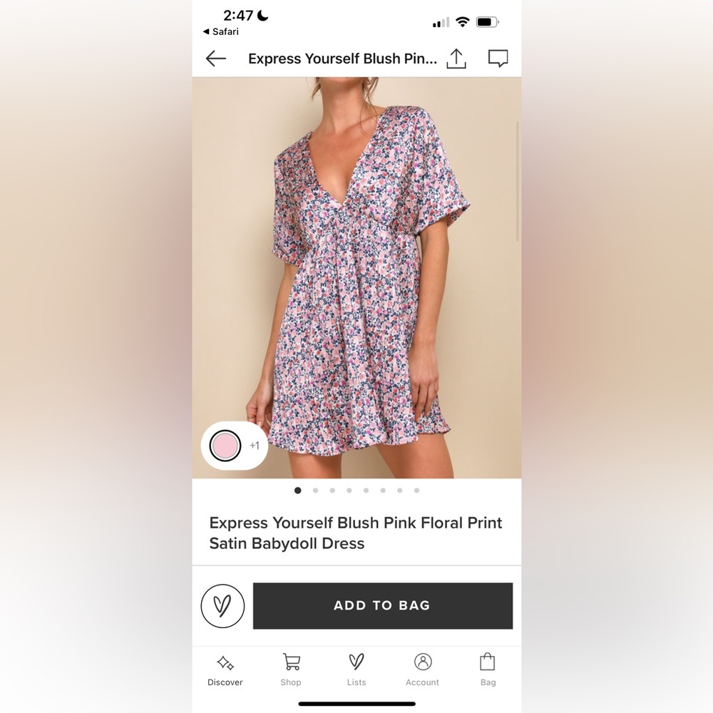 NWT LULUS SATIN FLORAL BABYDOLL DRESS